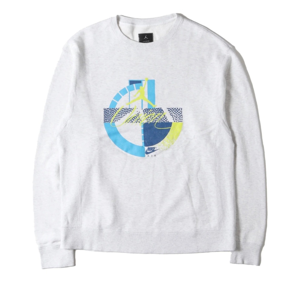 Nike Jordan‎ x Union Men's White and Blue Graphic Sweater Crewneck